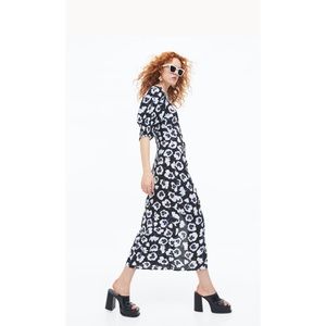 H&M Puff-sleeved Crêped Dress